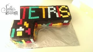 TetristorteTetris fondant cake step by step How to make by Sanny´s eSport Torten [upl. by Ursas]