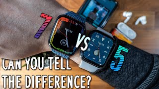 Apple Watch 45mm Series 7 vs 44mm Series 5 Worth The Upgrade  Unboxing Review amp Comparisons [upl. by Stringer]