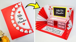 🥰 Linda tarjeta pop up para el día del maestroprofesor DIY ✏️ Teachers Day Pencil card [upl. by Paola98]