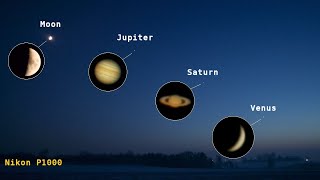 Planetary alignment Venus Jupiter Saturn in the evening sky December 2021 Nikon P1000 super zoom [upl. by Ellerrad]