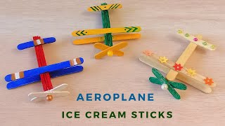 How to Make Ice Cream Stick AEROPLANE  Popsicle Stick Easy Crafts for Kids [upl. by Issej]