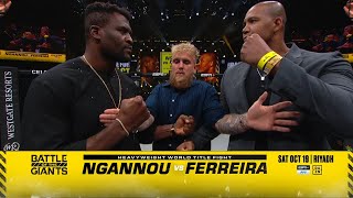 Francis Ngannou and Renan Ferreira faceoff ahead of their Oct 19 PFL fight  ESPN MMA [upl. by Ynehpets]