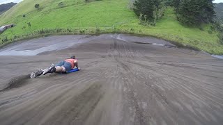 Sand dune body boarding Lake Wainamu  Bethells Lake [upl. by Ettedualc]