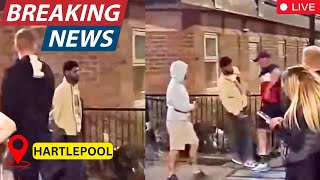 BREAKING NEWS INNOCENT BYSTANDER ATTACKED IN HARTLEPOOL RIOT [upl. by Enehpets]