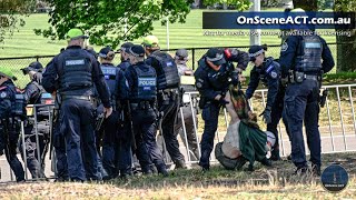 Several protesters arrested during the Kings visit in Canberra [upl. by Martella]