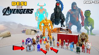 DESI Avengers and GODZILLA Attacks on GODS with Legendary Monster and Goku in GTA 5  325 [upl. by Gerardo349]