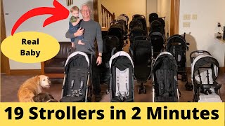 Folding 19 Strollers in 2 Minutes with 1 Baby and 2 Dogs Grandad Accepts the Challenge [upl. by Nymrak957]