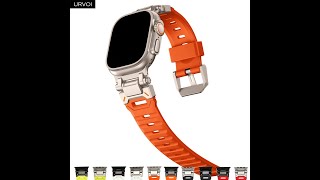 URVOI Band for Apple Watch Ultra fluoroelastomer strap explorer wristband Pin buckle gift packing [upl. by Nowd]