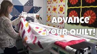 How to Advance a Quilt on a Longarm Quilting Frame Grace Qnique [upl. by Krum]