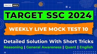 Video Solution For SSC Free Live Mock Test 10  All Subjects  PracticeMock [upl. by Torrance312]