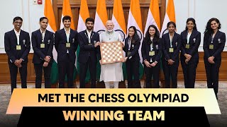 Prime Minister Narendra Modi meets the Chess Olympiad winning team at his residence in Delhi [upl. by Ennasor]