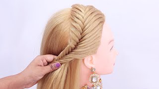 Side look hairstyle  quick and easy hairstyle for girls  french braid hairstyle for girls [upl. by Itsa]