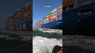 MASSIVE container ship boat pilotboat sea ship 4k [upl. by Ahcilef]