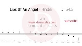 Hinder  Lips Of An Angel Drum Score [upl. by Bremser44]