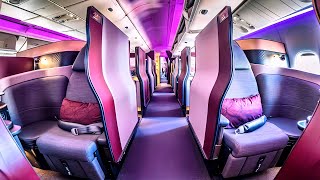 Qatar Airways A3501000 Qsuite Business Class from Tokyo to Dubai via Doha Full Flight Experience [upl. by Ainattirb]