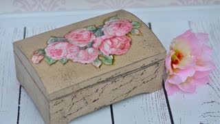 Decoupage krok po kroku  pochlapana szkatułka [upl. by Cointon]