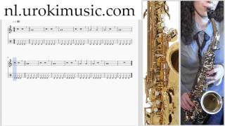 Altsaxofoon Leren Spelen C1 S1 L9 Altsaxofoonles Studie Klasse Muzieknoten Bladmuziek Melodie Cu [upl. by Aicekat]