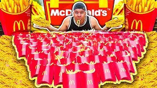 100 MCDONALDS FRIES CHALLENGE IMPOSSIBLE 200000 CALORIES [upl. by Norraa148]