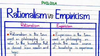 Rationalism VS Empiricism philosophy PHIL211A pu [upl. by Sungam]