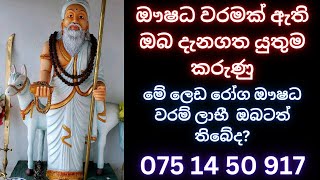 ඖෂධ වරමක් ඇතිඔබ දැනගතයුතුම කරුණු මේ ලෙඩරෝග ඖෂධ වරම්ලාභී ඔබටත් තිබේද WHATS APP 075 14 50917 waram [upl. by Shulamith]