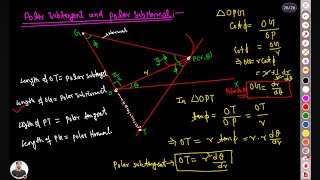 Differential Calculus  Polar Subtangent and Subnormal By Pk SIR [upl. by Jamnes]