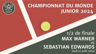 Championnat du Monde Junior du Jeu de Paume 2024  12 finale  Max Warner vs Sebastian Edwards [upl. by Arratahs]