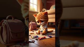 A Little kitten forgets chocolates in his new school bag shorts cat catvideos [upl. by Carmelia]