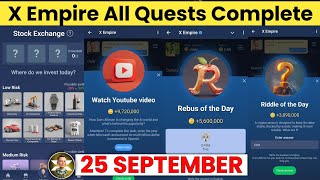 2526 September All Quests Code X Empire  Riddle Of The Day  Rebus Of The Day  YouTube Video Code [upl. by Ribble]