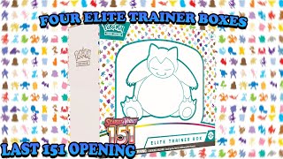 Four Pokemon 151 ETBs ETB GIVEAWAY AT 500 SUBS [upl. by Ariad]