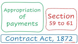 Section 59 to 61 Appropriation of payments  Contract Act 1872 BL046 [upl. by Cariotta]