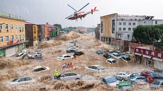 Dramatic Footage from China Historic Flooding sweeps away homes and people in Beijing [upl. by Anircam4]