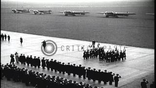 Marshal Philippe Petain reviews French airmen at an airfield in France Farman FHD Stock Footage [upl. by Ailene]