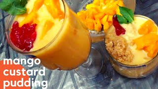 Mango custard puddingno bake recepieeggless puddingsummer drinkkids recepieeasy to make drink [upl. by Eillo881]