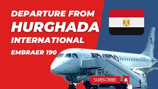 Departure from Hurghada HEGN RWY 34R Embraer 190 Air Cairo 4K [upl. by Aivan]