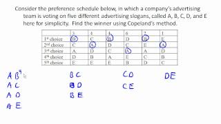 Copelands method  Pairwise comparsion 2 [upl. by Iaw]