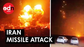 Terrifying Video Footage Shows Irans Missile Attack on Israel [upl. by Mide]