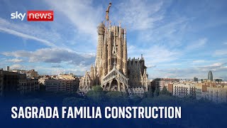 Spain La Sagrada Familia Basilica four towers complete [upl. by Netsew]