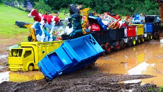 Double Flatbed Trailer Truck vs Speedbumps Train vs Cars  Tractor vs Train BeamngDrive [upl. by Emmit663]