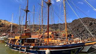 Santorini Fira Caldera View Boat tour in April Active Volcanohot SpringThirasia Island Boat Tour [upl. by Mascia320]