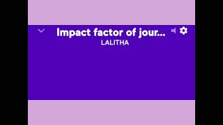 Impact factor of journals [upl. by Caassi]