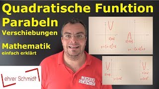 Parabeln  quadratische Funktionen  Verschiebungen  einfach erklärt  Lehrerschmidt [upl. by Ennavoj]