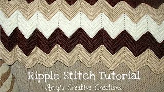 How to Crochet Ripple Stitch Afghan Blanket Tutorial  DIY Crochet Blanket [upl. by Nayrda]