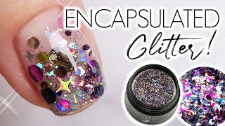 How To Encapsulate Chunky Glitter on Short Nails  Hard Gel Watch Me Work [upl. by Niattirb]