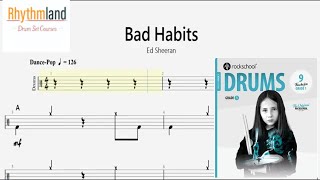 Drum score for beginners  Learn To Play Bad Habits On Drums  Rockschool Grade 1 2024 [upl. by Atinuaj511]