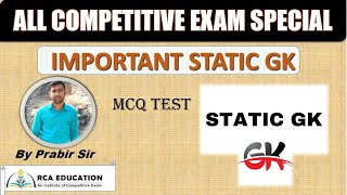 STATIC GK 6th  RCA EDUCATION ANM amp GNM WBP KP WBCS MTS SSC Railwayetc [upl. by Novert]