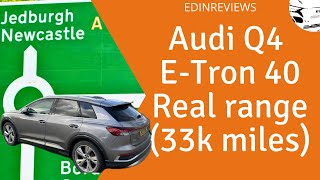 Audi Q4 ETron 40  real range after 33k miles A roads [upl. by Phyllis964]