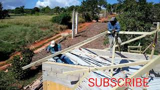 Cutting and Installing a Galvanised Zinc roof in Jamaica [upl. by Marozik574]