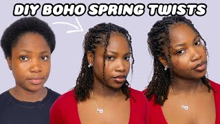 Spring Twists On Short Natural Hair Ft QVR HAIR [upl. by Nerhtak650]