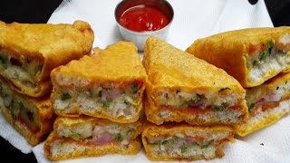 Bread Pakora recipe  How to make Potato Bread Pakora  Aloo Bread Pakora [upl. by Hajan307]