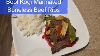 BOOL KOGI Korean inspired Sesame Marinated Bonless Beef Ribs with Asian Style Vegetable Stir Fry [upl. by Nanoc992]